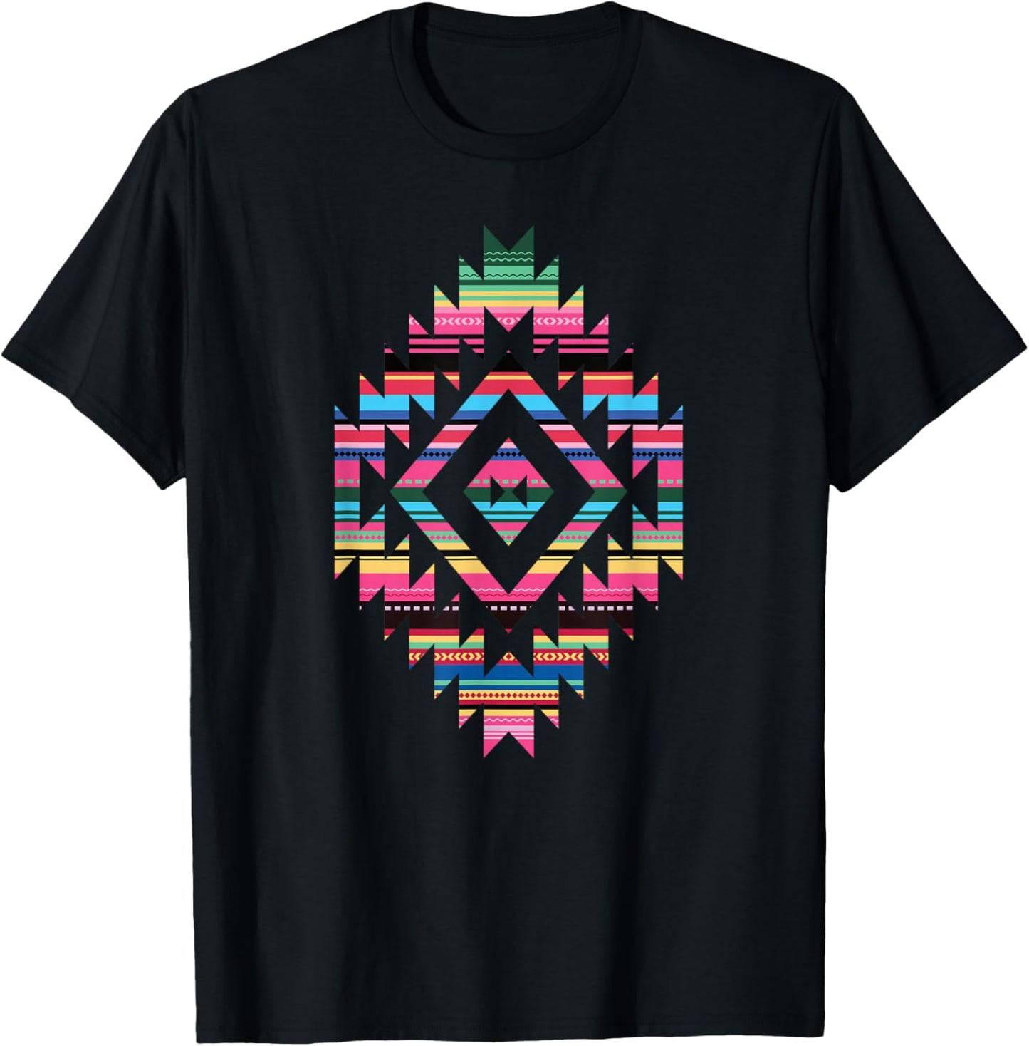 Southwest Aztec Mexican Serape Tribal Pattern T-Shirt - T-Shirt | Black