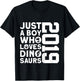 Kids Dino 2019 JUST A BOY WHO Loves Dinosaurs 7TH Birthday T-Shirt - T-Shirt | Black