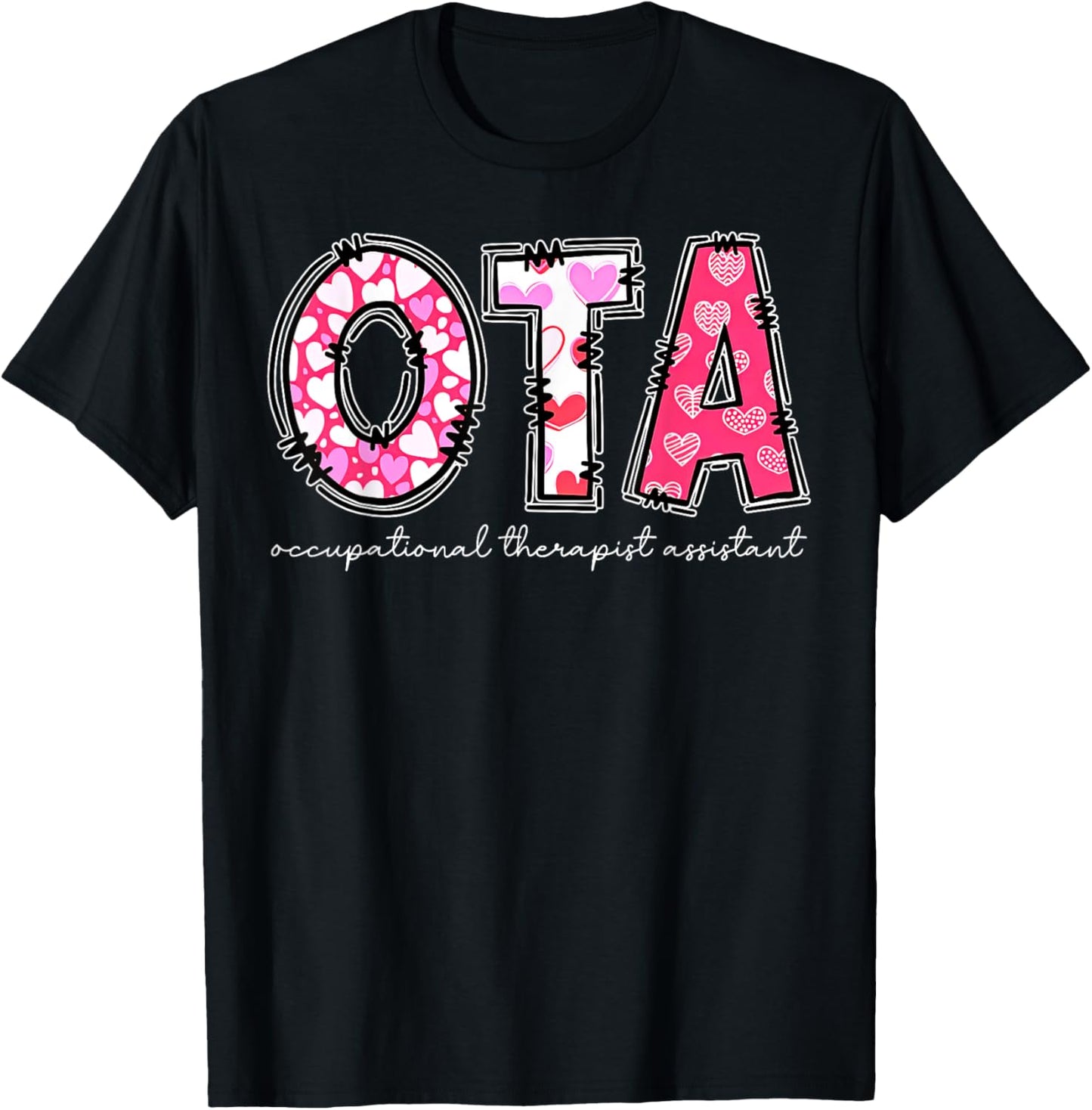 Retro OTA Occupational Therapy Assistant OT Valentine's Day T-Shirt - T-Shirt | Black