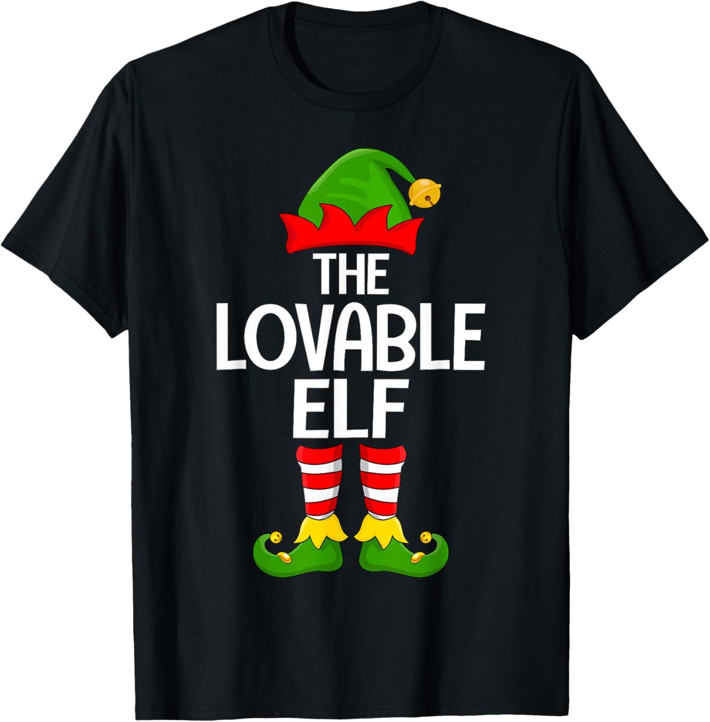 Lovable Elf Xmas Matching Family Elf Squad Christmas T-Shirt - T-Shirt | Black