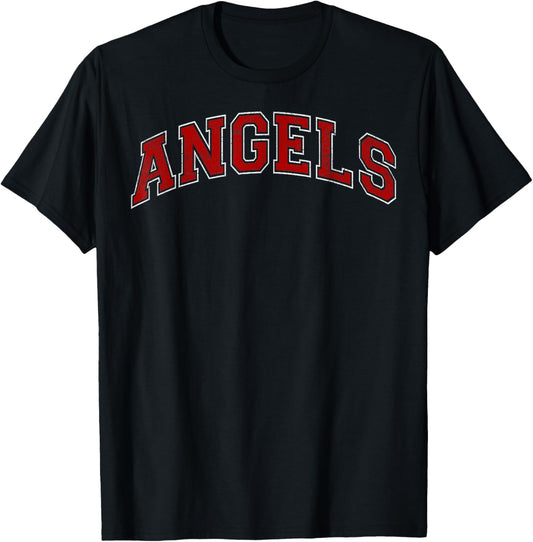 Vintage Angels Sports Name Athletic Text Arch Gift Men Women T-Shirt - T-Shirt | Black