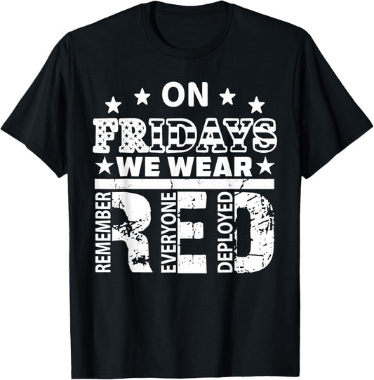On Friday We Wear Red Military Supportive American Flag Men T-Shirt - T-Shirt | Black