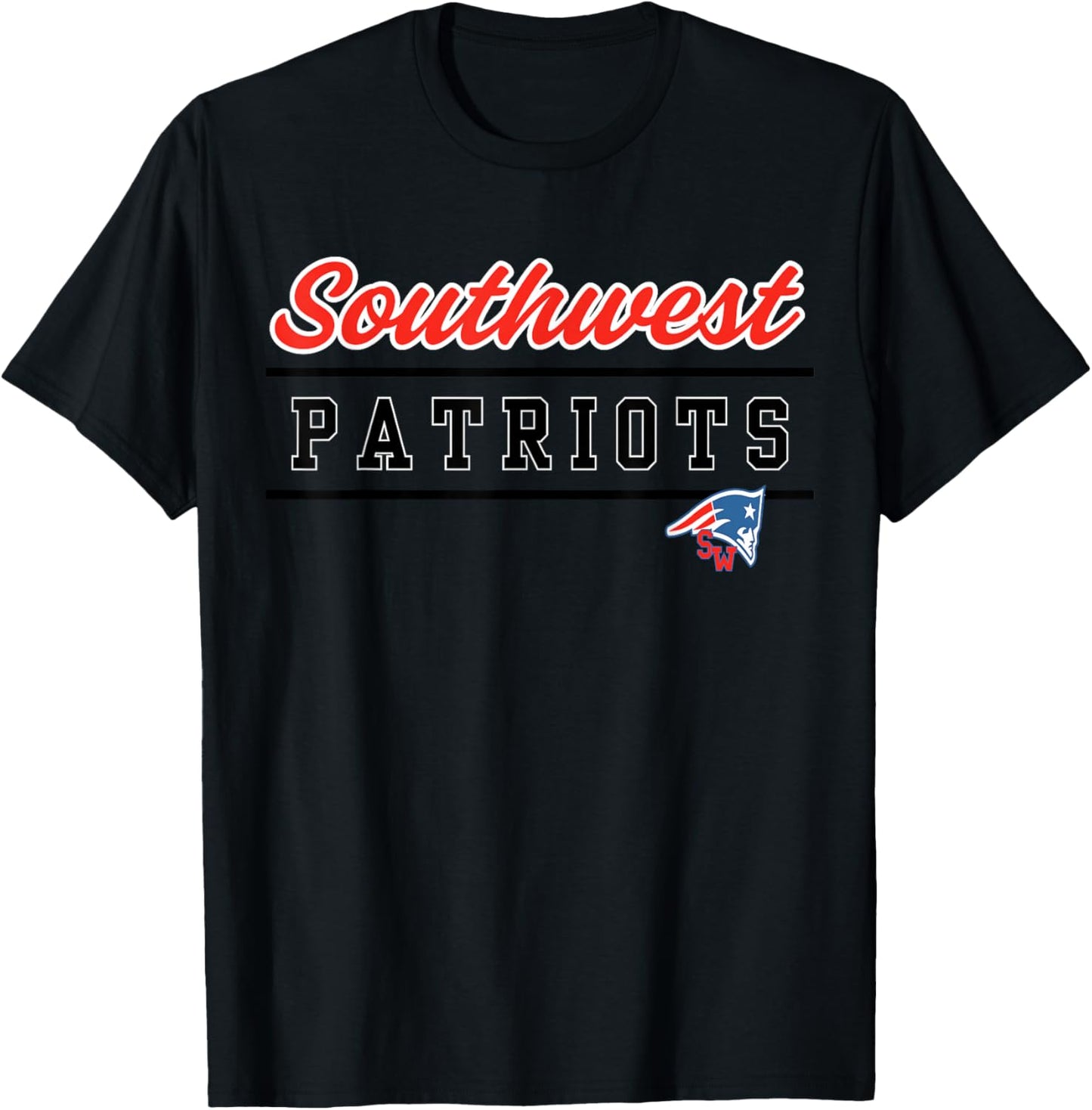 Southwest Magnet High School Patriots Lined Up T-Shirt - T-Shirt | Black