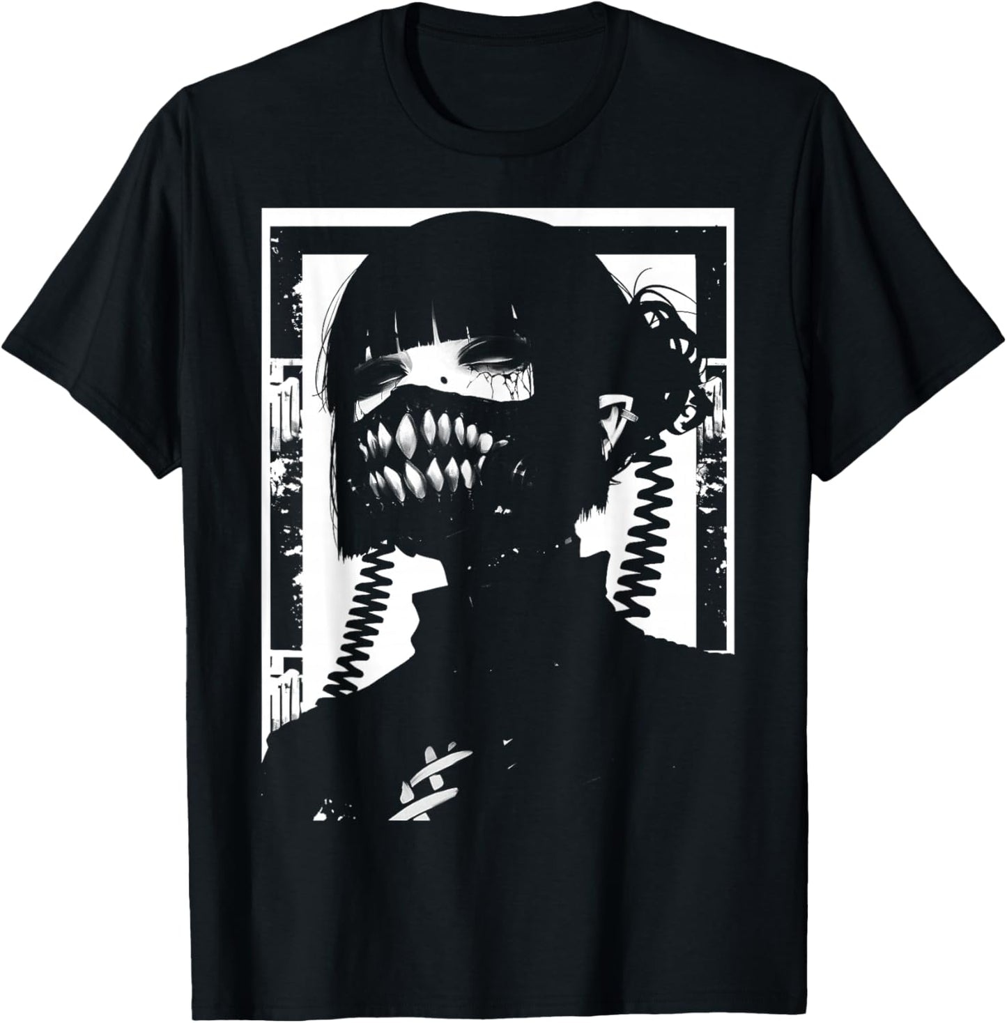 Horror Techwear Ghoul Girl Cybergoth Gothic Anime Manga T-Shirt - T-Shirt | Black