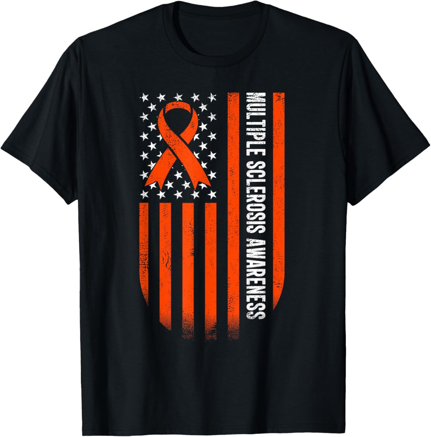 USA Flag Multiple Sclerosis Awareness T-Shirt - T-Shirt | Black