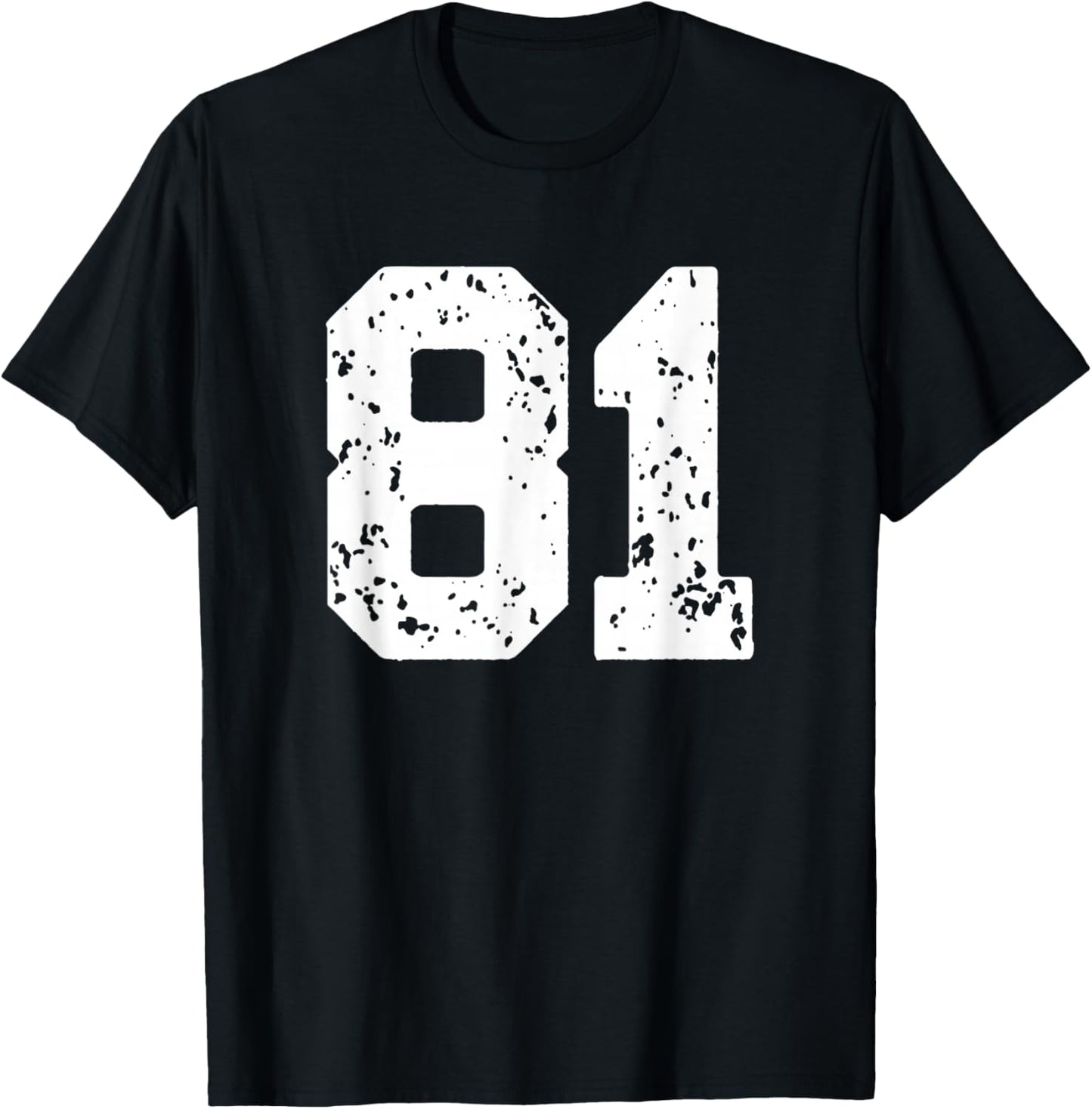 Number 81 White Best Classic College Style Birthday Funny T-Shirt - T-Shirt | Black
