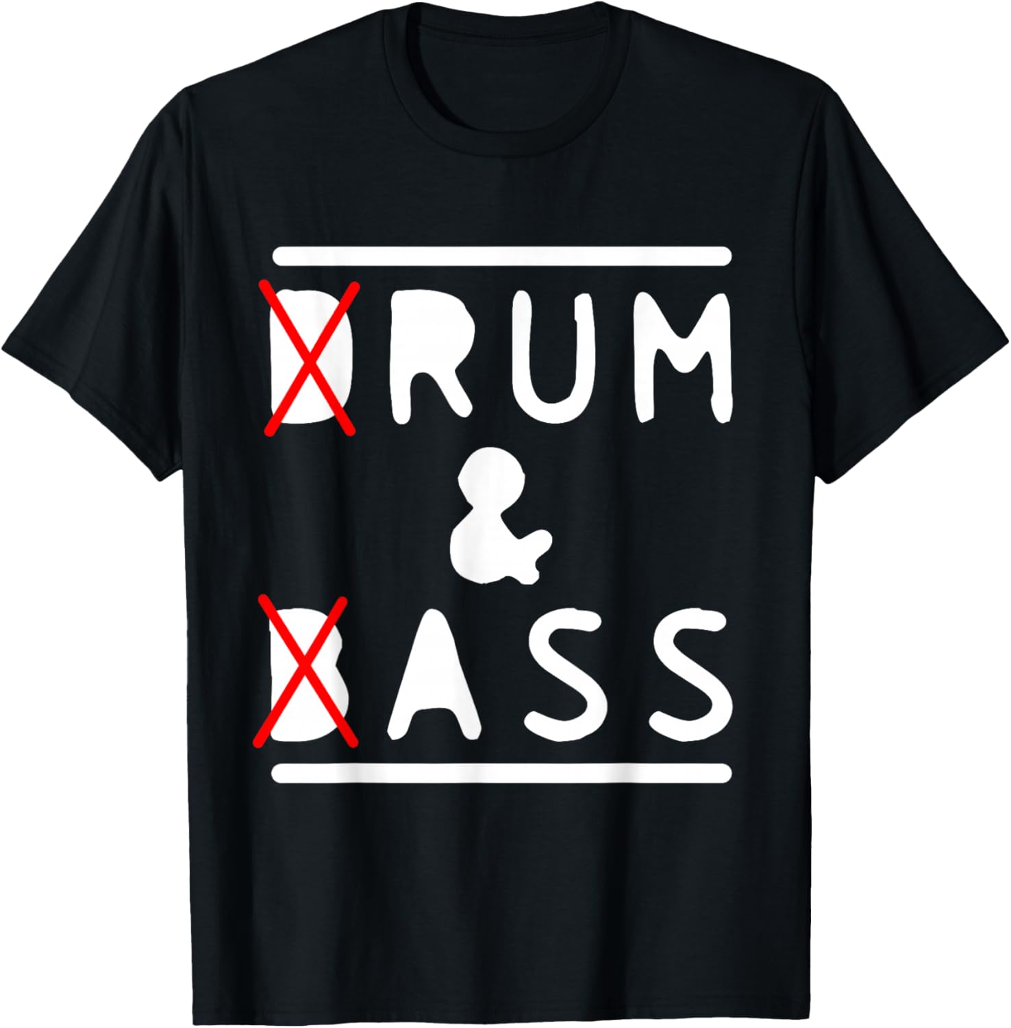 Drum & Bass and Rum & Ass Funny Drummer Bass Guitarist Music T-Shirt - T-Shirt | Black