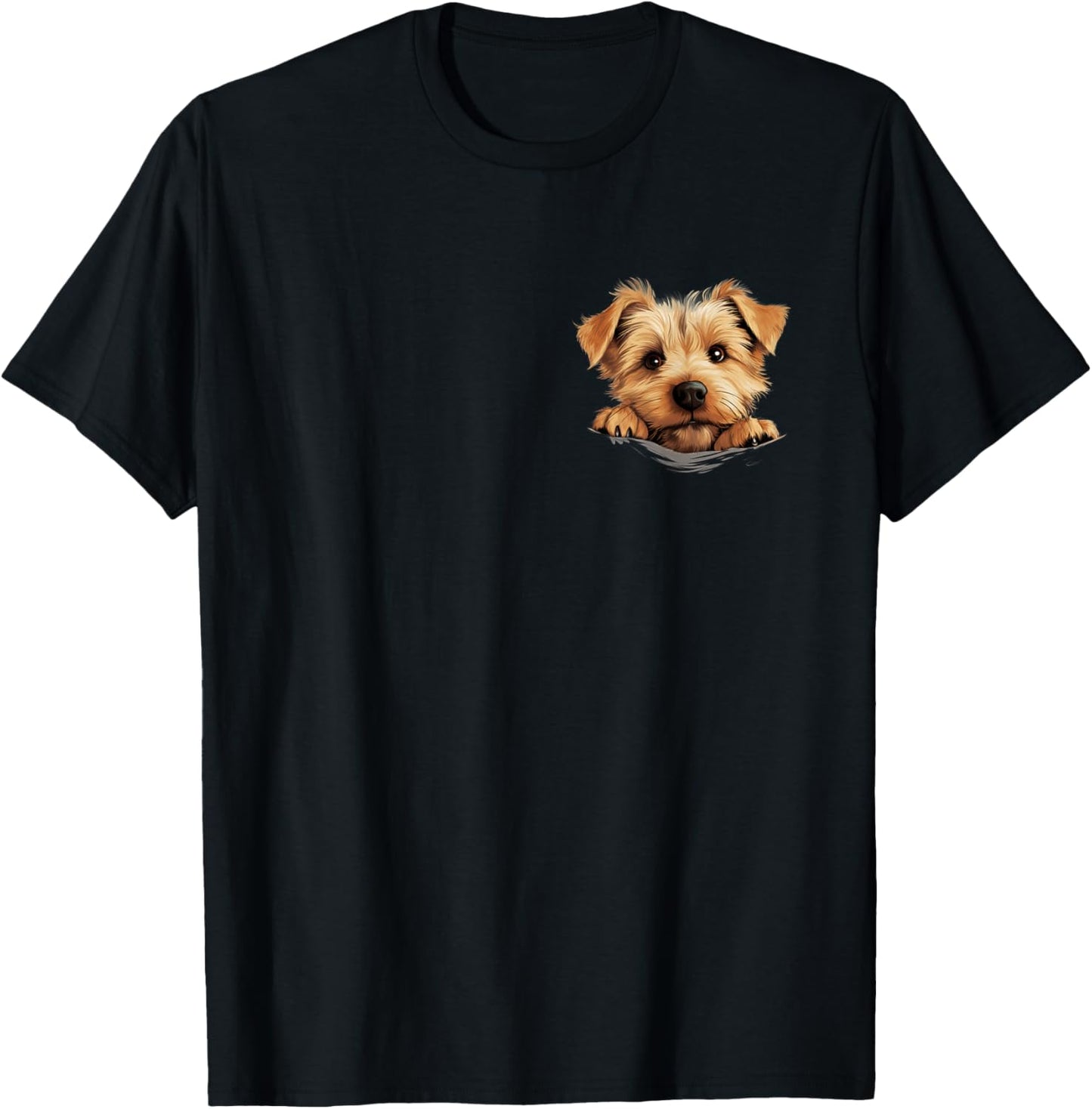 Norfolk Terrier Dog Mom Dad Peeking Puppy T-Shirt - T-Shirt | Black