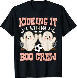 Spooky Halloween Soccer Kicking It With My Boo Crew T-Shirt - T-Shirt | Black