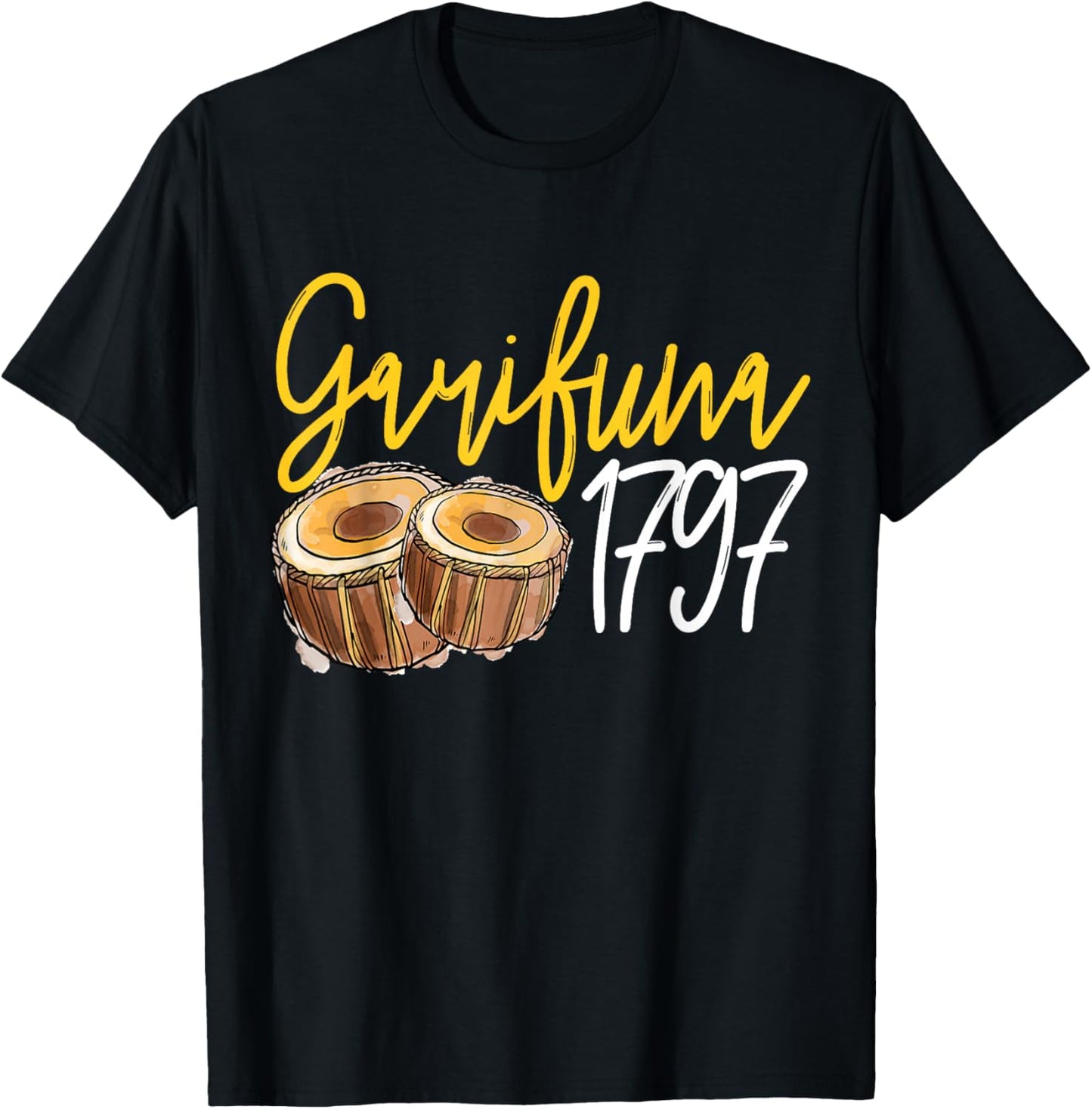 Garifuna 1797 Garifuna Music Drums T-Shirt - T-Shirt | Black