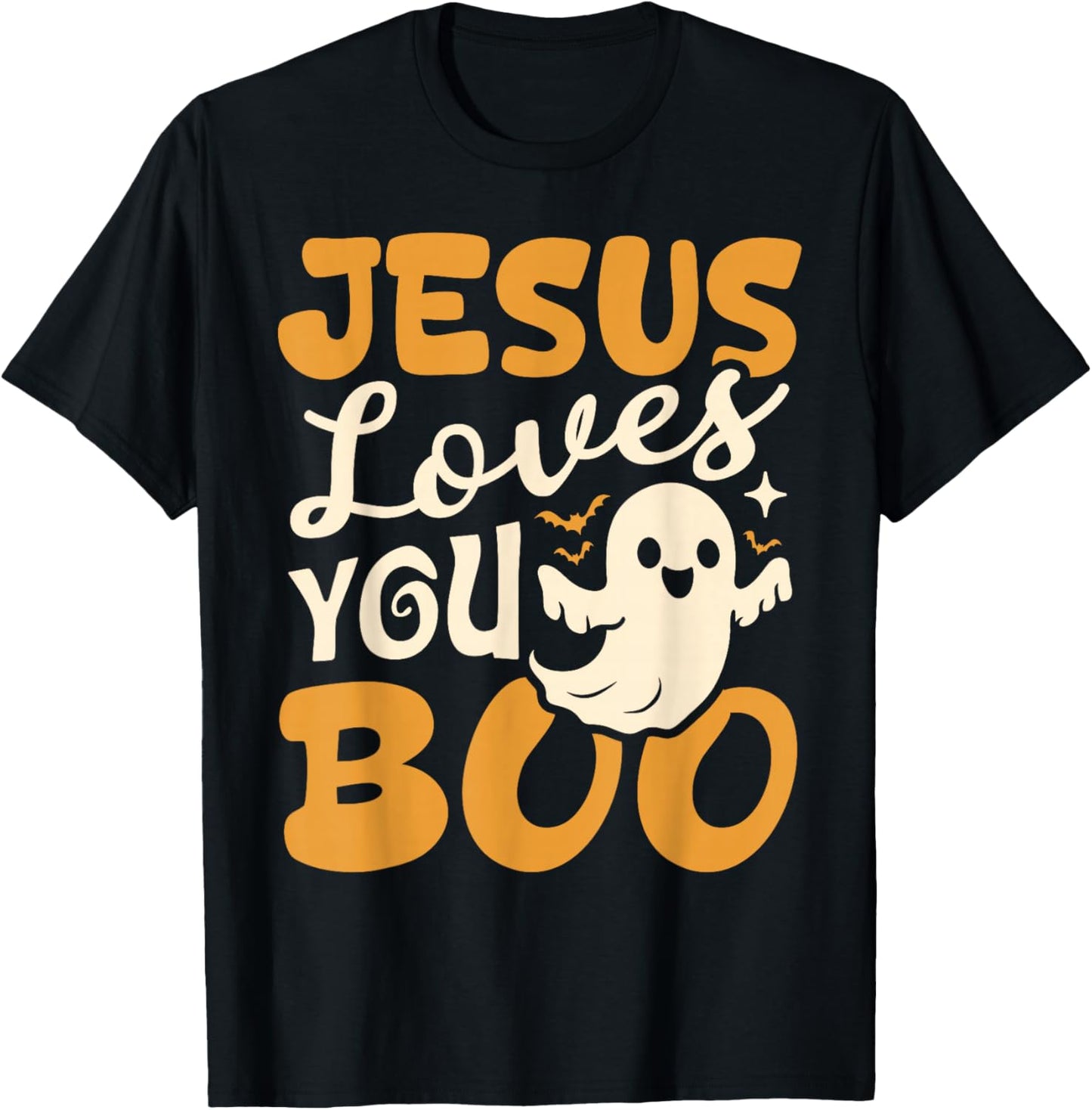 Jesus Loves You Boo Christian Halloween Ghost Funny T-Shirt - T-Shirt | Black