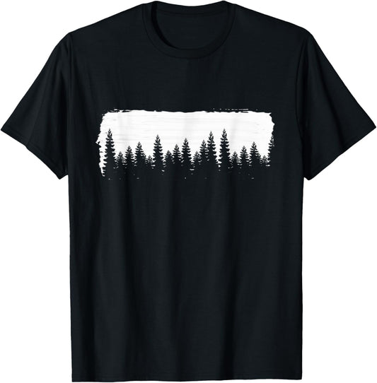Tree Shirt, Organic Cotton Forest, Screen Funny T-Shirt - T-Shirt | Black