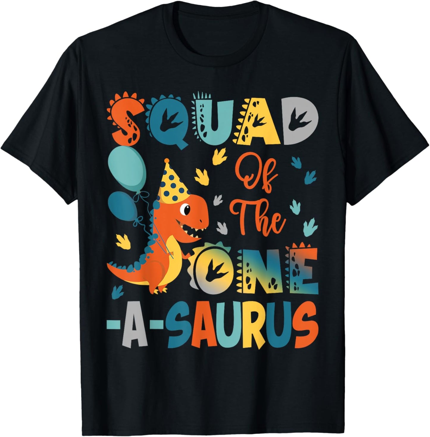 Squad Of The One-A-Saurus 2Nd Birthday Dinosaur Party T-Shirt - T-Shirt | Black