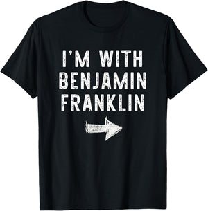 I'm With The Benjamin Franklin Costume Halloween Couple T-Shirt - T-Shirt | Black