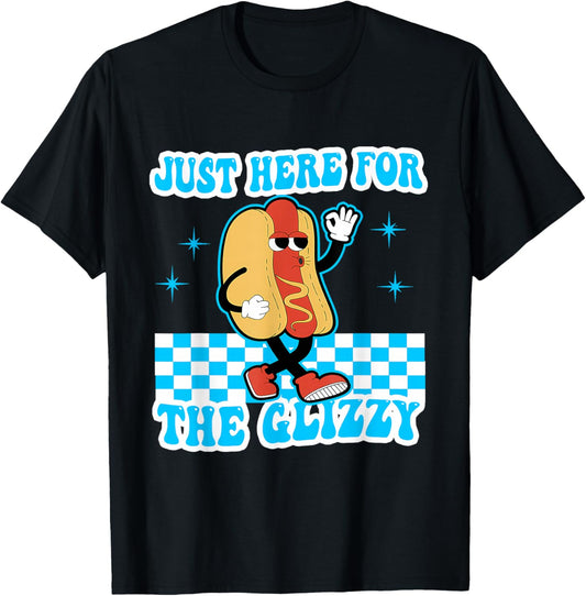 Retro Just Here For The Glizzy Shirt Kids Men Women Funny T-Shirt - T-Shirt | Black