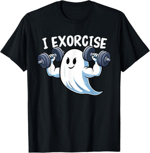 I Exorcise Halloween Spooky Funny Quote Ghosts Workout Gym T-Shirt - T-Shirt | Black