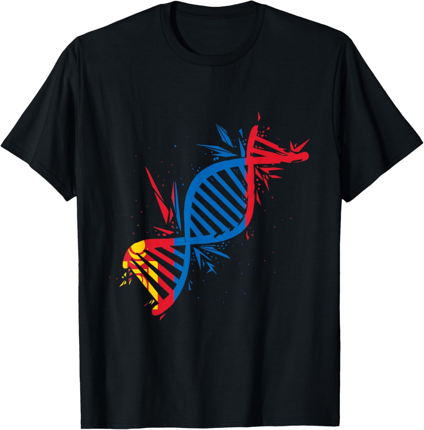 Mongolia DNA Molecule Mongolian Flag Mongolian Roots T-Shirt - T-Shirt | Black