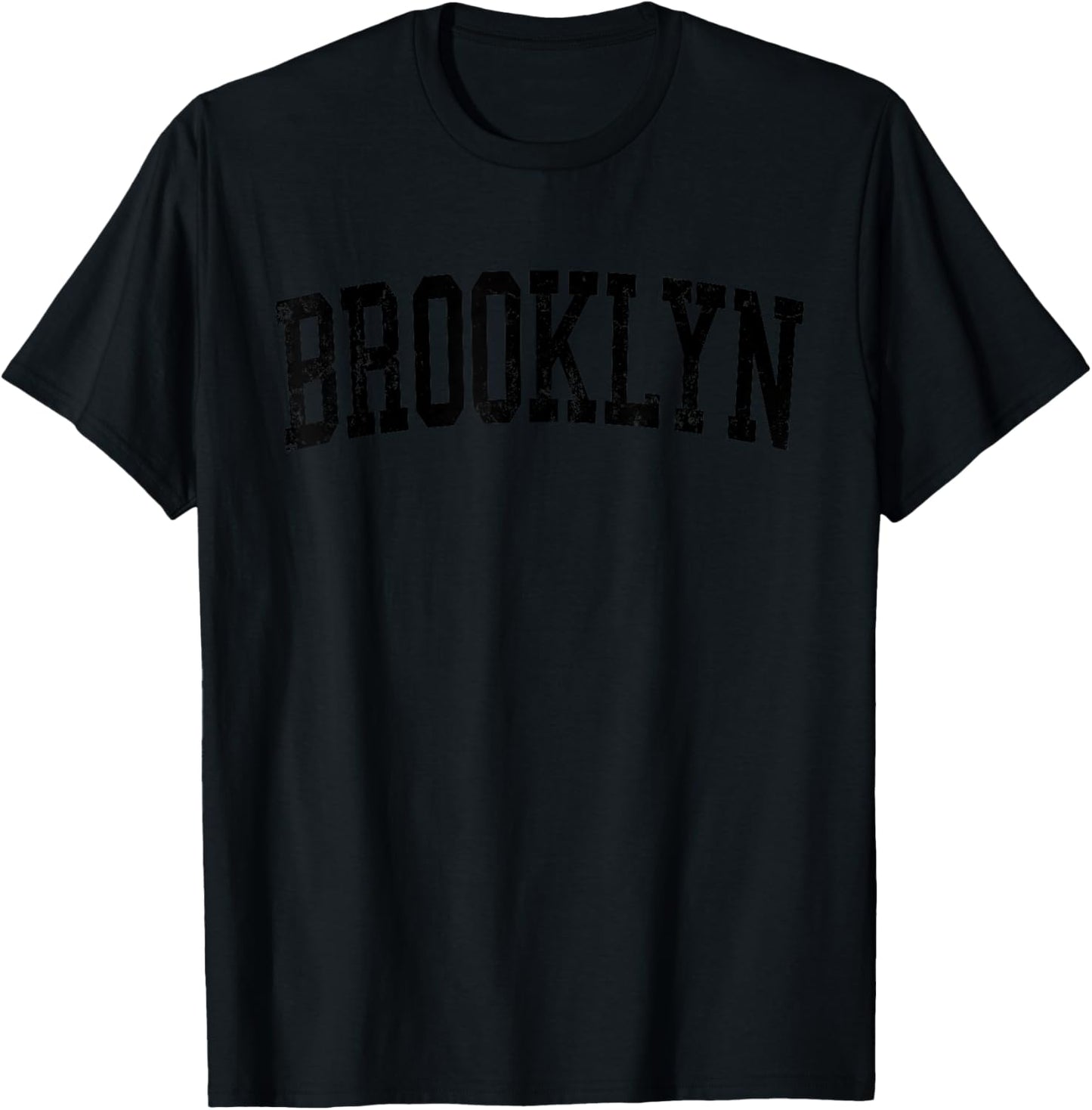 Vintage Brooklyn NY Distressed Black Varsity Style T-Shirt - T-Shirt | Black