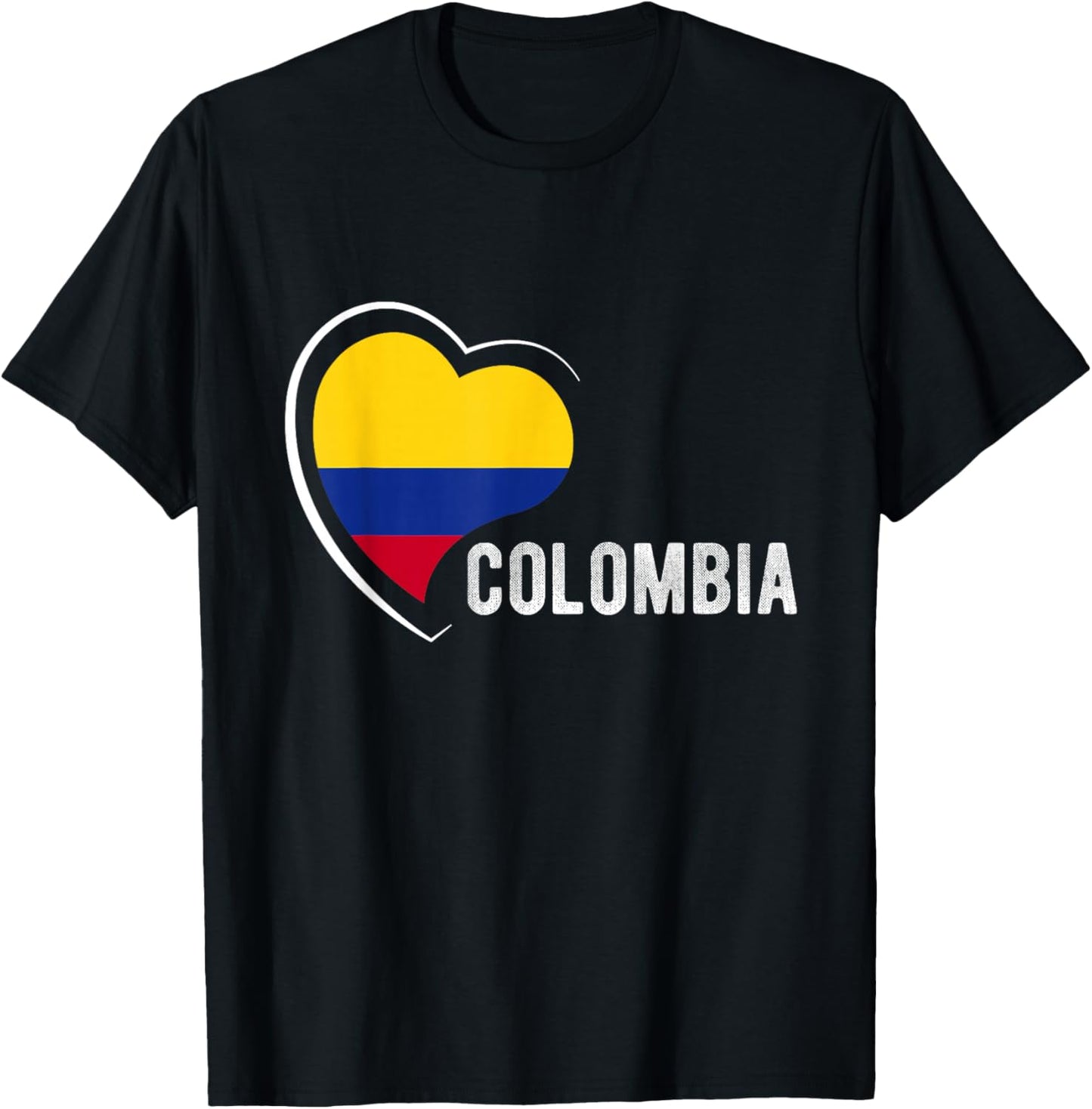 Colombia National Pride Heart Flag Colombian National T-Shirt - T-Shirt | Black