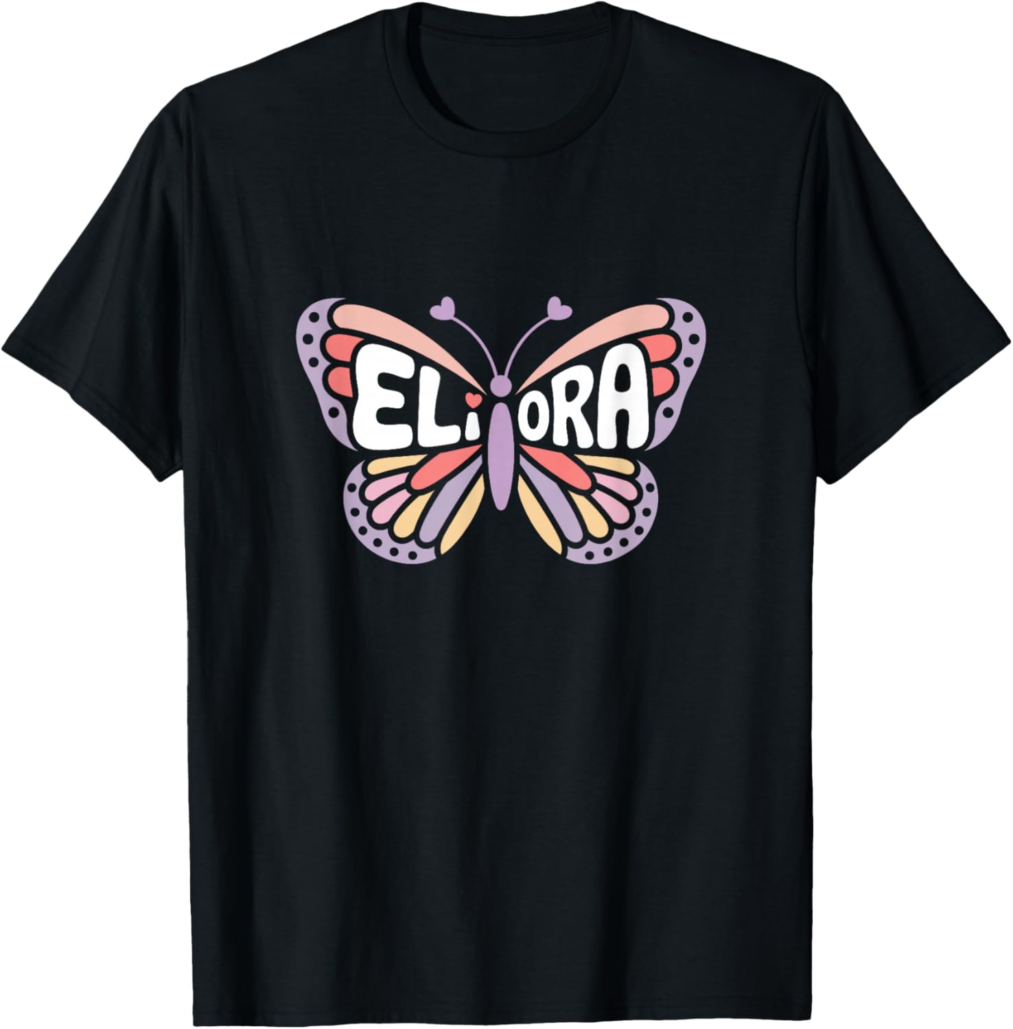 Eliora Butterfly - Personalized Cute Name Word Art T-Shirt - T-Shirt | Black