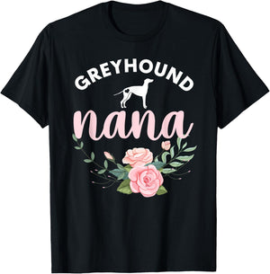 Greyhound Dog Nana Grandma Mothers Day Gifts Women Christmas T-Shirt - T-Shirt | Black