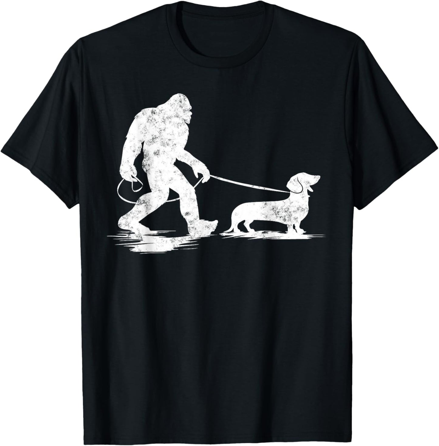 Bigfoot Walking Dachshund Funny Wiener Dog Dad Gifts T-Shirt - T-Shirt | Black