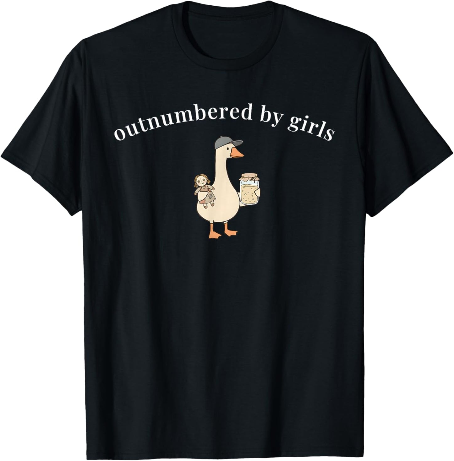 Outnumbered By Girls Funny Dad Family Humor T-Shirt - T-Shirt | Black