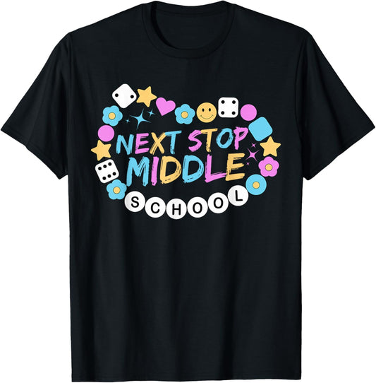 Next Stop Middle School Groovy Elementary School Graduation T-Shirt - T-Shirt | Black
