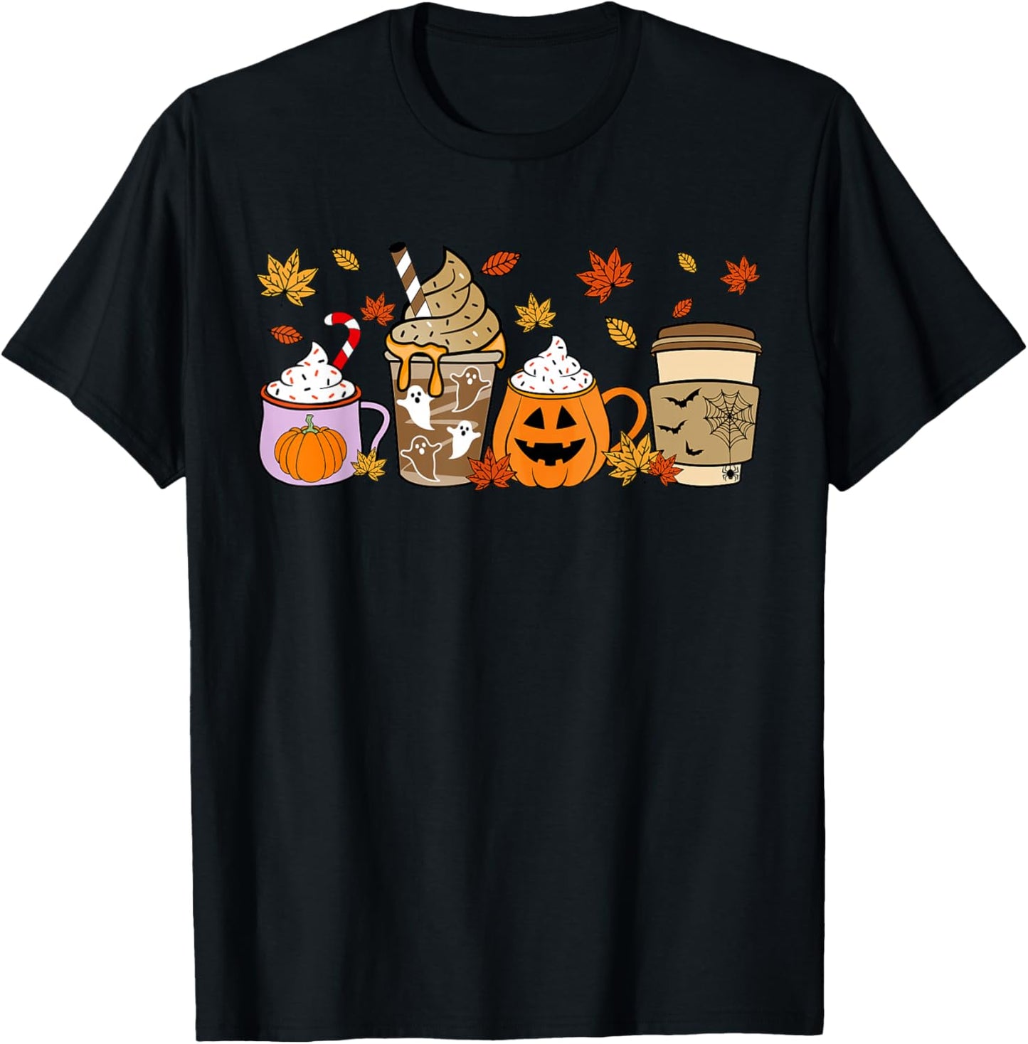 Halloween Coffee Pumpkin Latte Spice Costume Men Women Kids T-Shirt - T-Shirt | Black