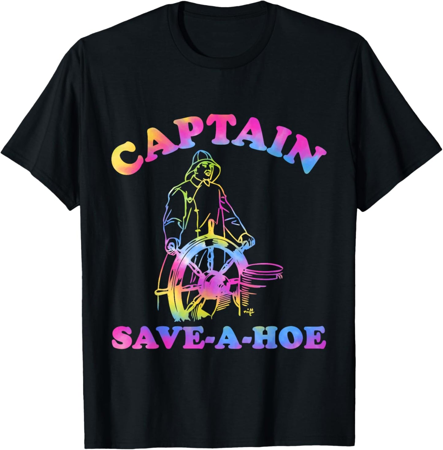 Captain Save-A-Hoe Hippie Design T-Shirt - T-Shirt | Black