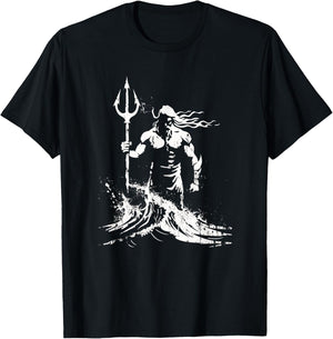 Poseidon Symbol Trident Greek God Neptune Sea god T-Shirt - T-Shirt | Black
