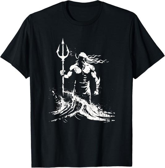 Poseidon Symbol Trident Greek God Neptune Sea god T-Shirt - T-Shirt | Black