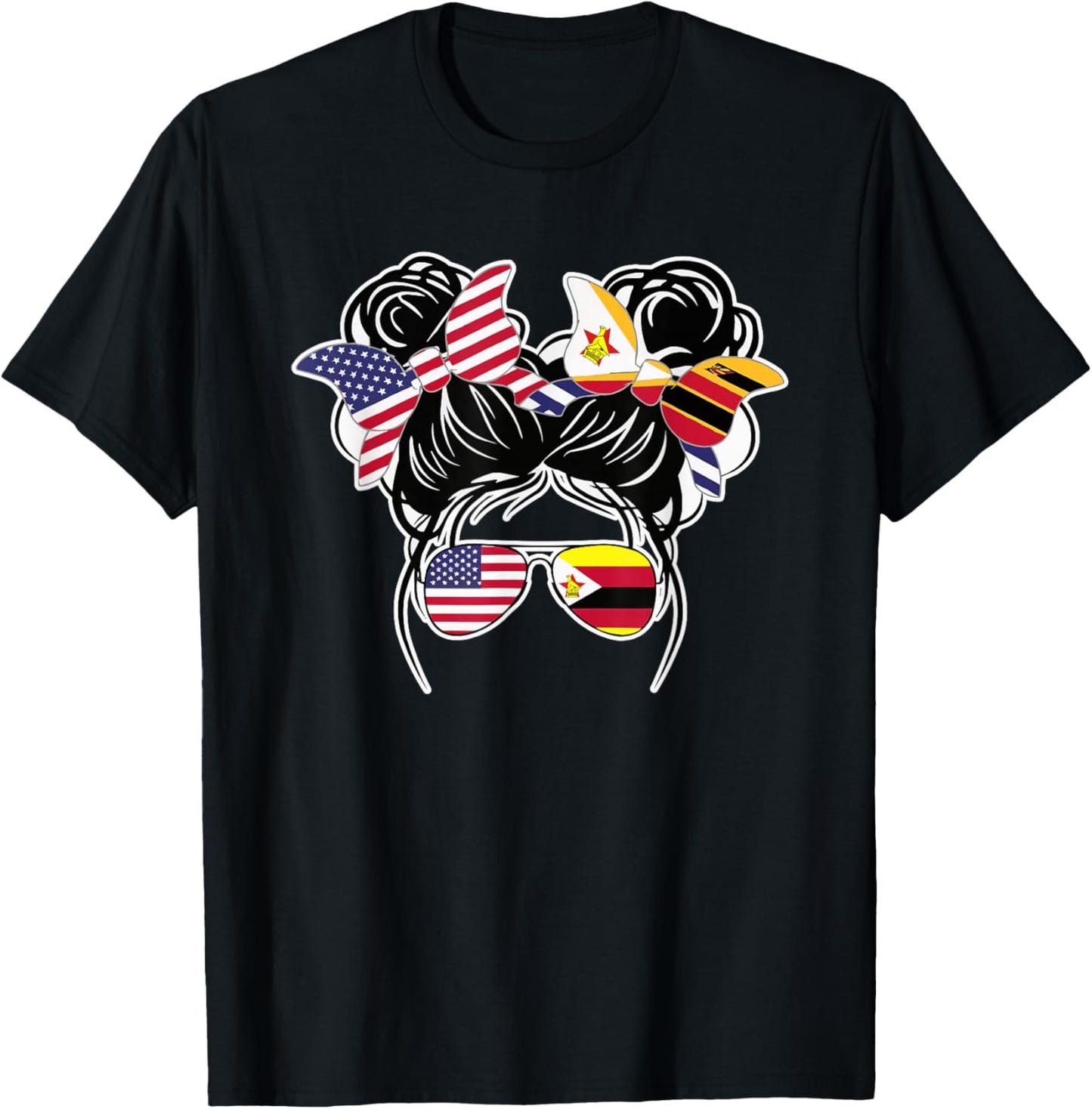 Half American Half Zimbabwean USA Flag Zimbabwe America T-Shirt - T-Shirt | Black