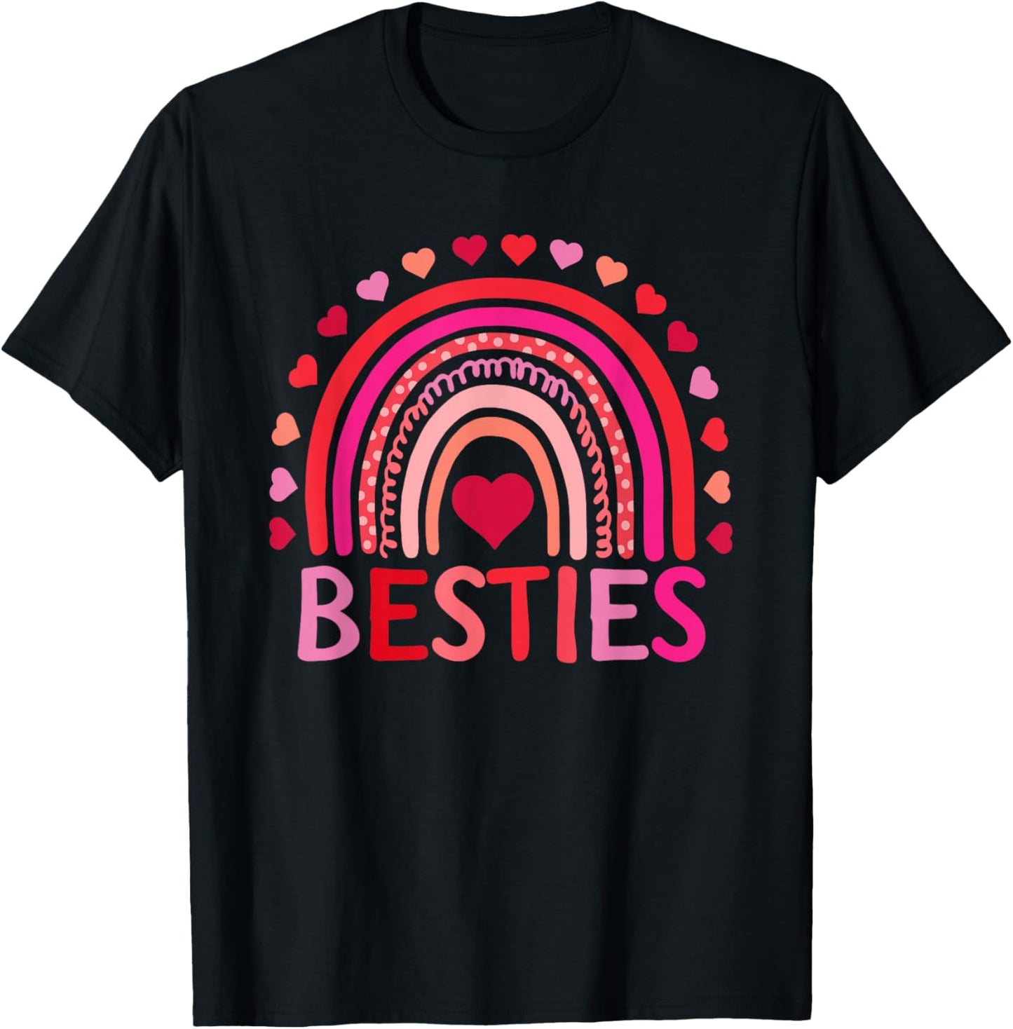 Rainbow Besties Best Friends Retro Aesthetic Vibes T-Shirt - T-Shirt | Black