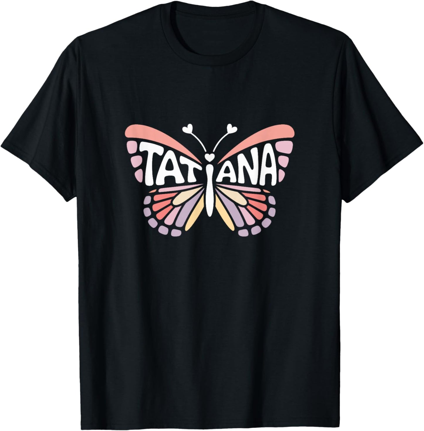Tatiana Butterfly - Personalized Cute Name Word Art T-Shirt - T-Shirt | Black