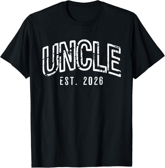 Funny Promoted to New Uncle Est. 2026 First Time Fathers Day T-Shirt - T-Shirt | Black
