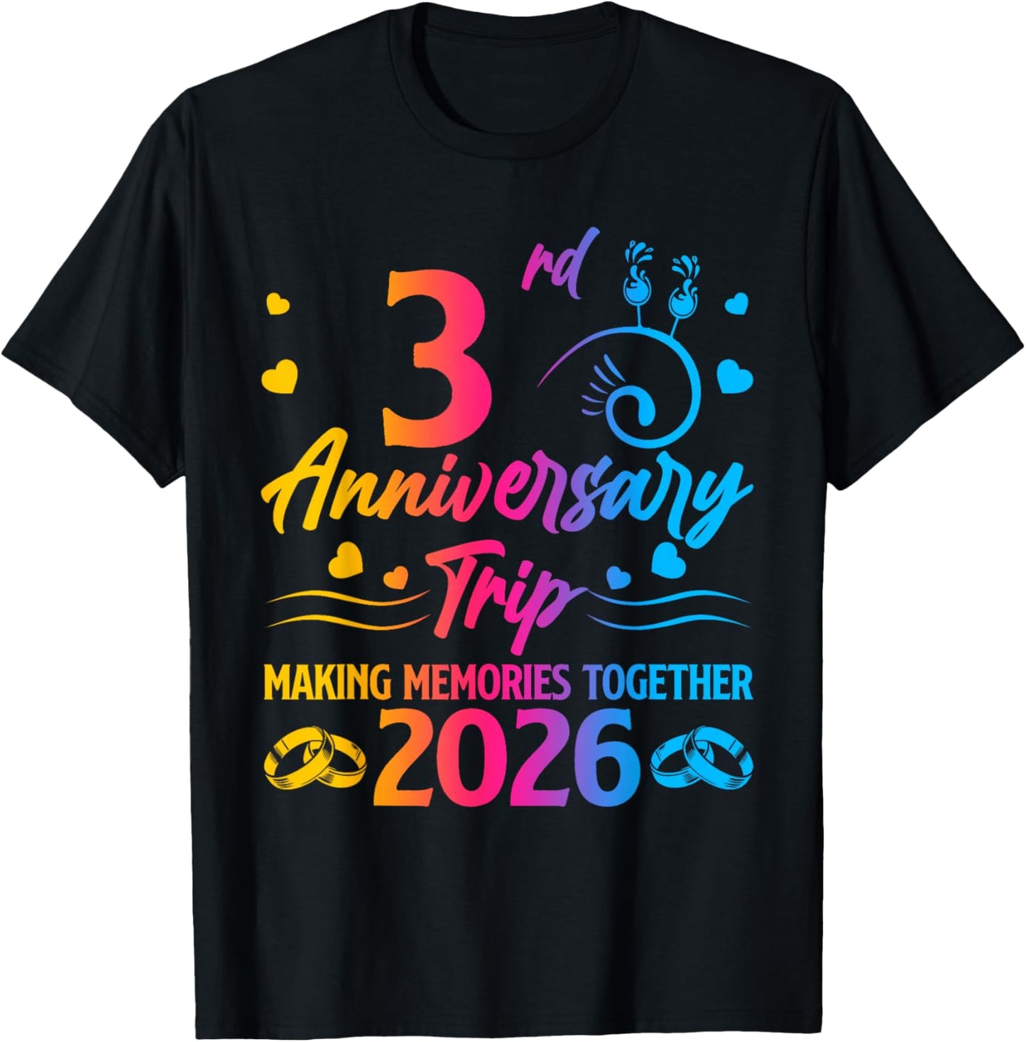 Couples 3rd Anniversary Trip 2026 Making Memories Together T-Shirt - T-Shirt | Black
