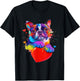 Boston Terrier Shirt - Colorful Boston Terrier Heart Graphic T-Shirt - T-Shirt | Black