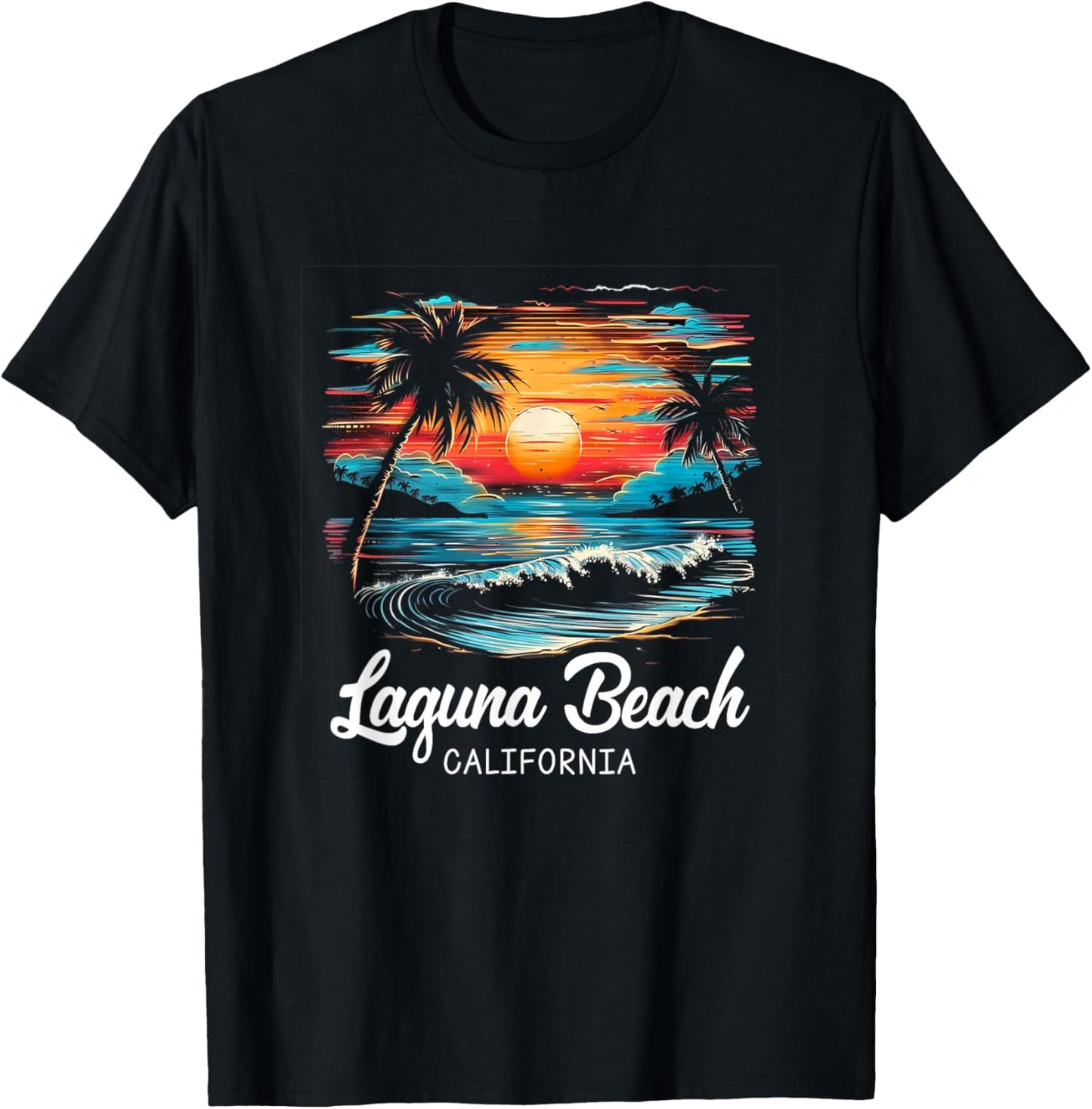 Family Vacation Retro Sunset California Laguna Beach T-Shirt - T-Shirt | Black