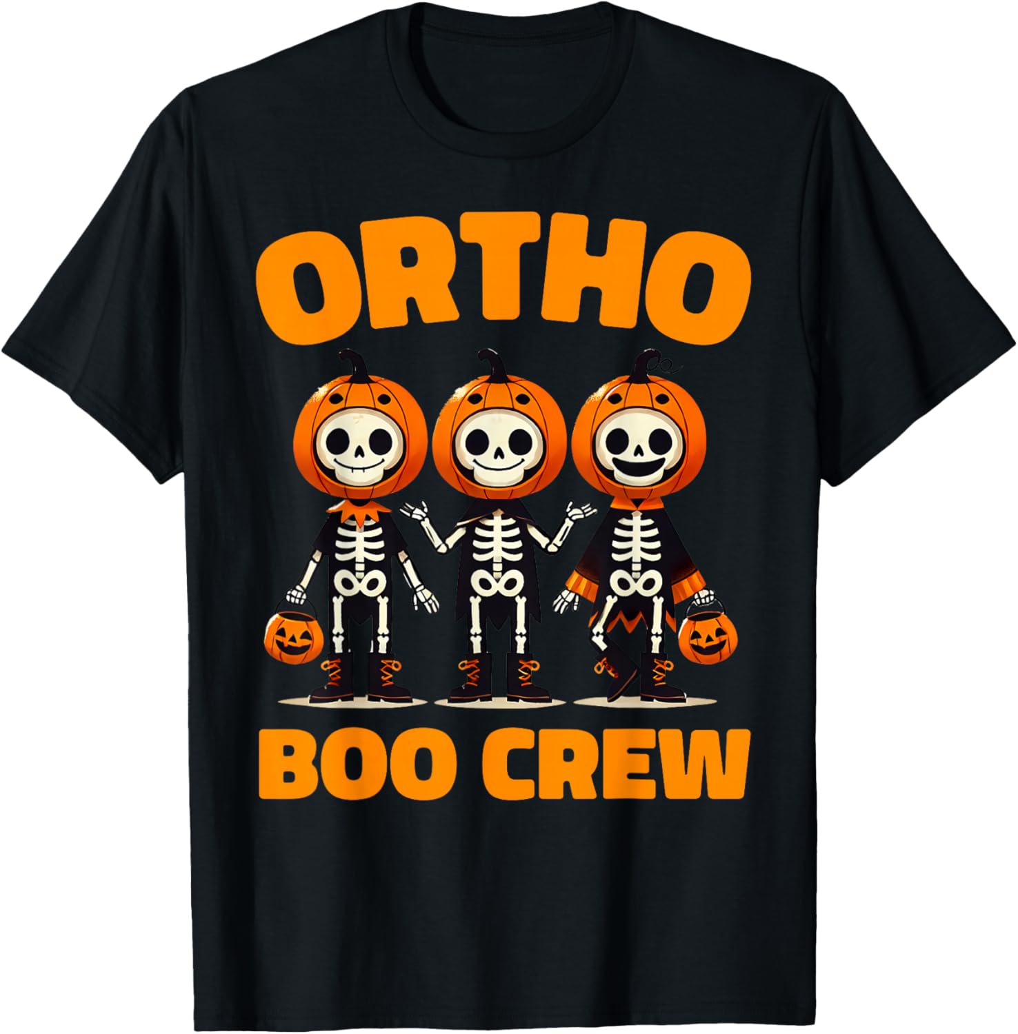 Cute Ortho Squad Spooky Ortho Orthopedic Boo Crew Halloween T-Shirt - T-Shirt | Black