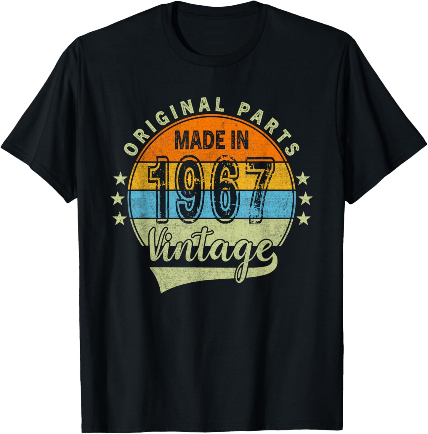 original parts 1967 born vintage 57 year old birthday Retro T-Shirt - T-Shirt | Black