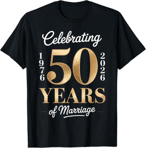 Celebrating 50 Years of Marriage Anniversary 1976 2026 T-Shirt - T-Shirt | Black