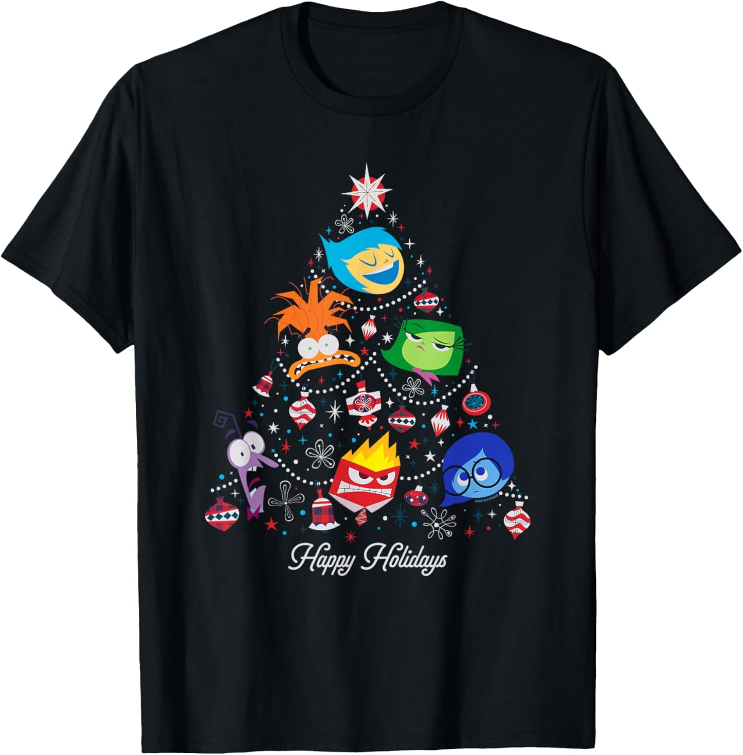 Disney and Pixar’s Inside Out 2 Emotions Christmas Tree T-Shirt - T-Shirt | Black