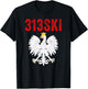 313SKI Detroit Michigan Area Code 313 Polska Polish Pride T-Shirt - T-Shirt | Black