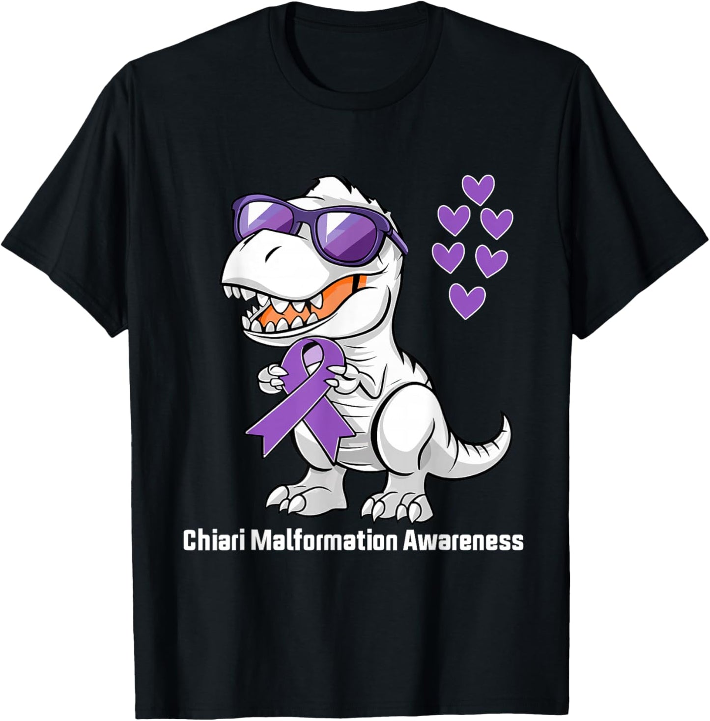 T-rex Dinosaur Chiari Malformation Awareness Dino Toddlers T-Shirt - T-Shirt | Black