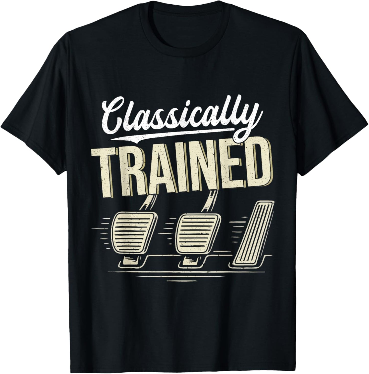 Classic Manual Car Clutch with Three Pedals T-Shirt - T-Shirt | Black