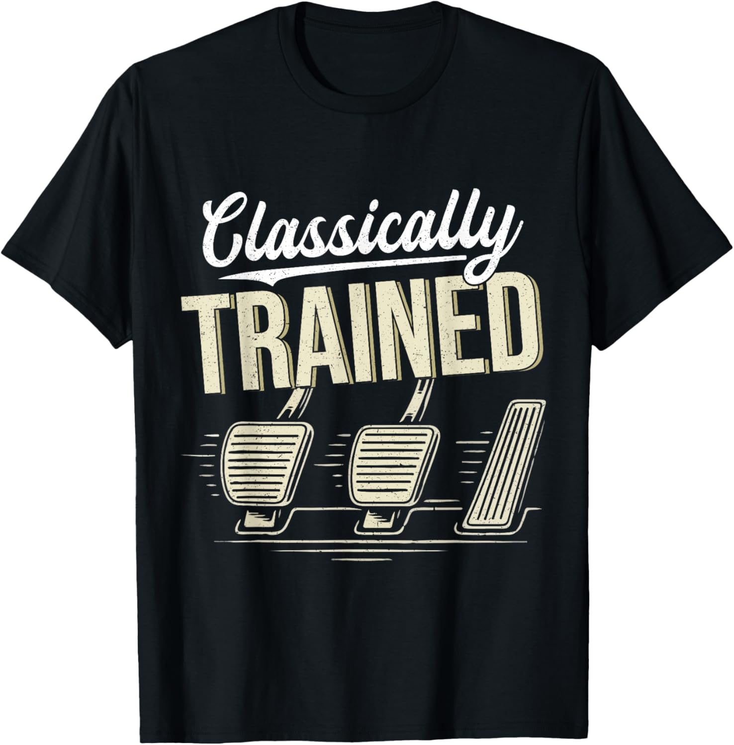 Classic Manual Car Clutch with Three Pedals T-Shirt - T-Shirt | Black