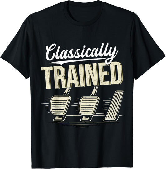 Classic Manual Car Clutch with Three Pedals T-Shirt - T-Shirt | Black
