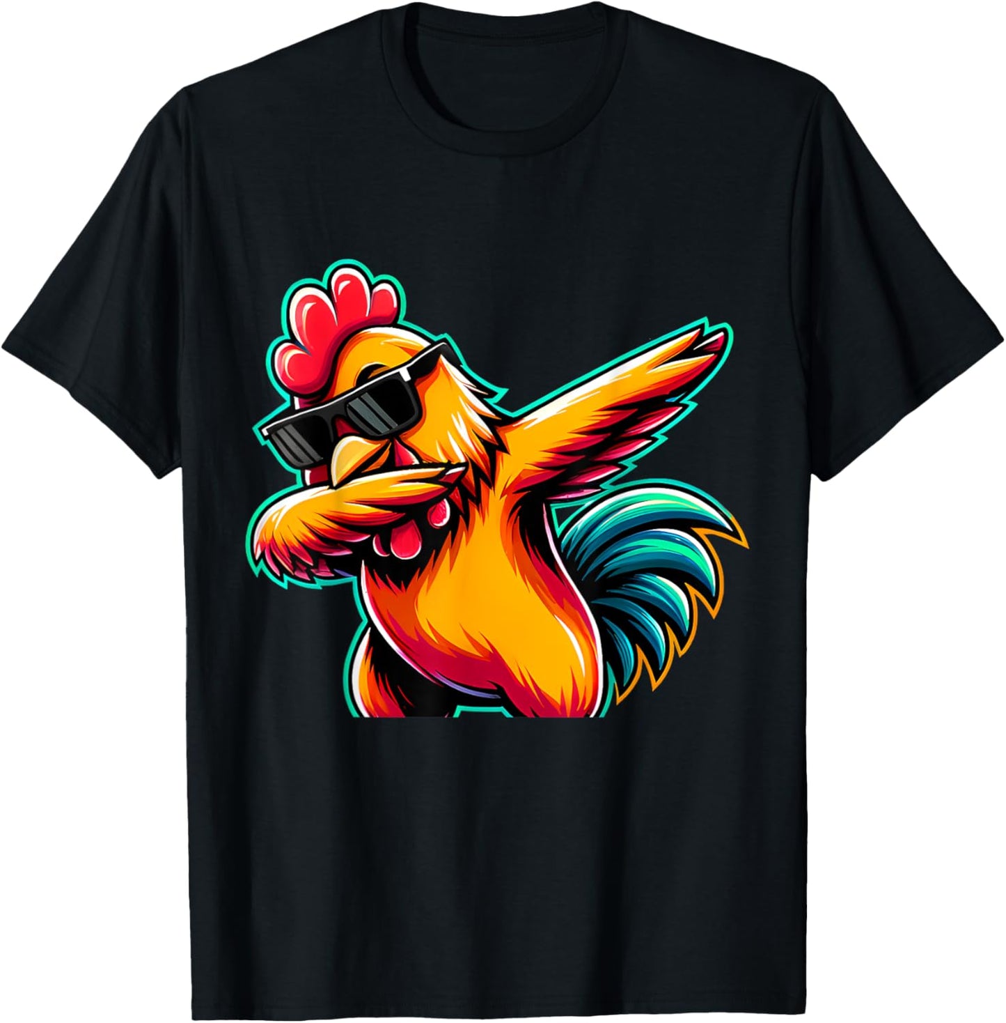 Cute Chicken Lover Men Women Youth Kids Boys Dabbing Chicken T-Shirt - T-Shirt | Black