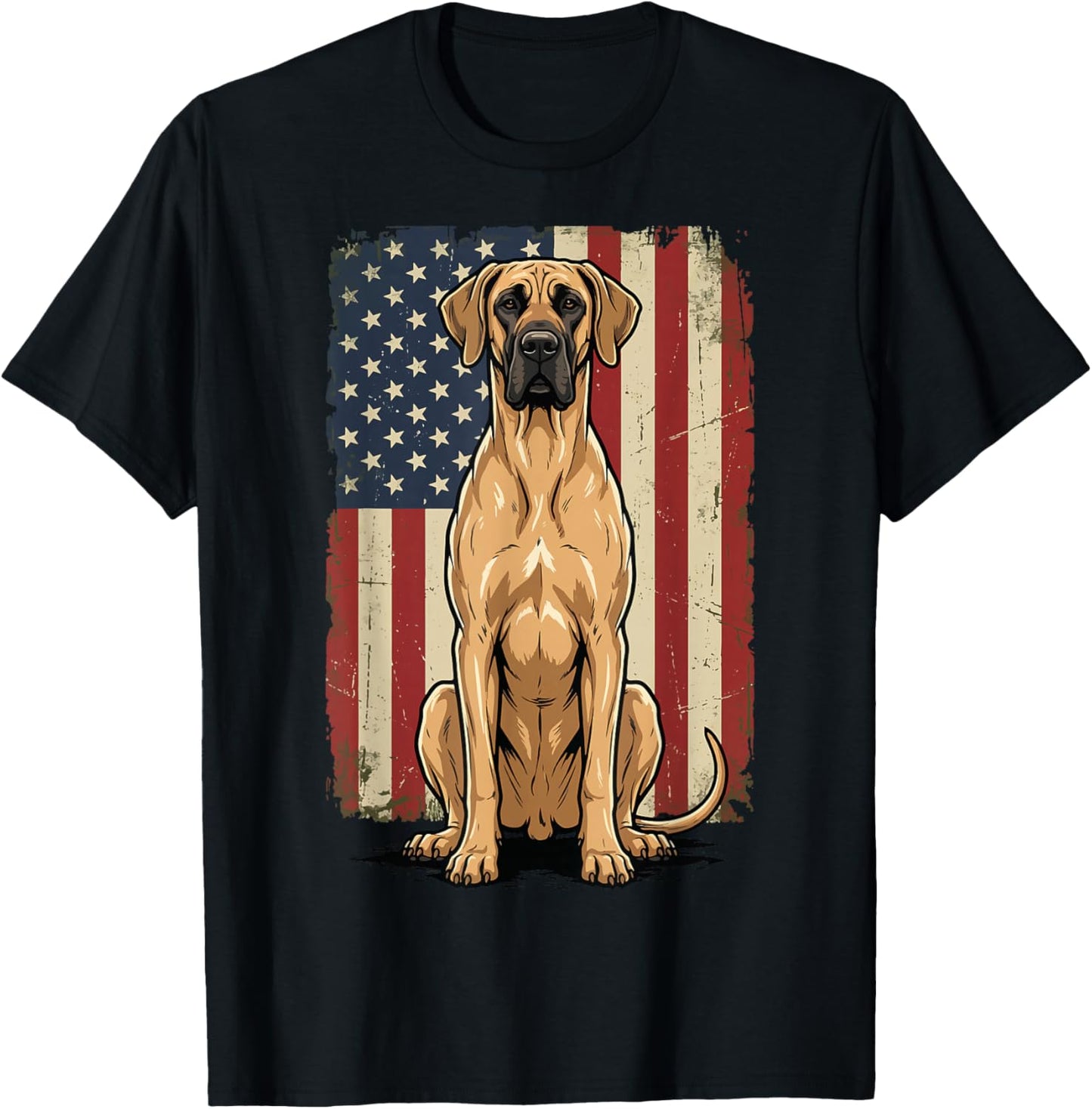 Great Dane USA Flag T-Shirt - T-Shirt | Black